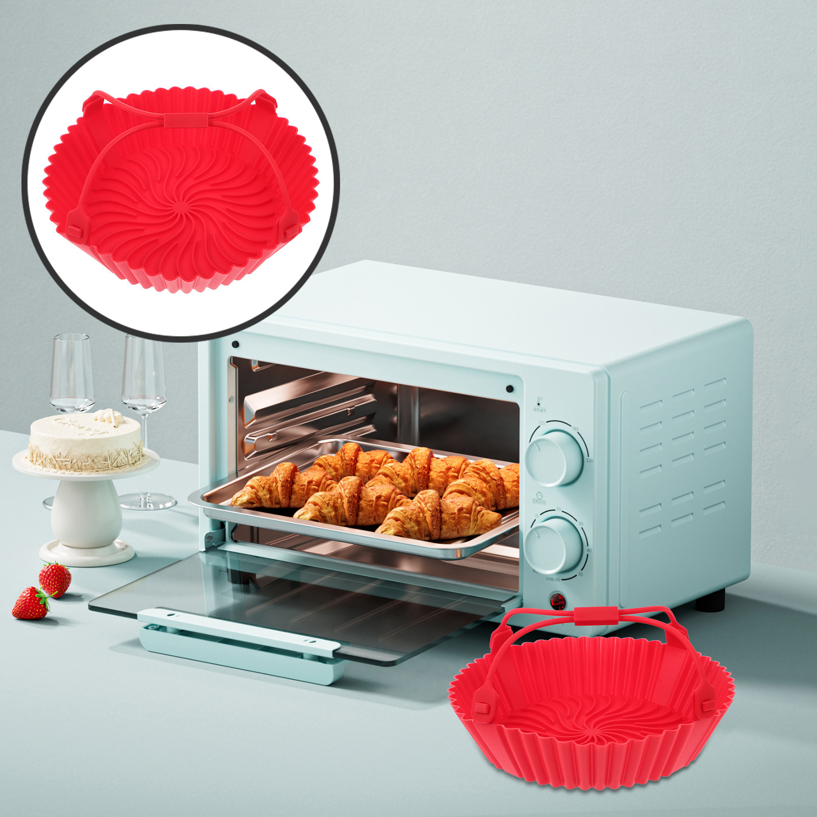 Air Fryer - 에어프라이어용 실리콘 팬, 눌어붙지 않는 코팅,