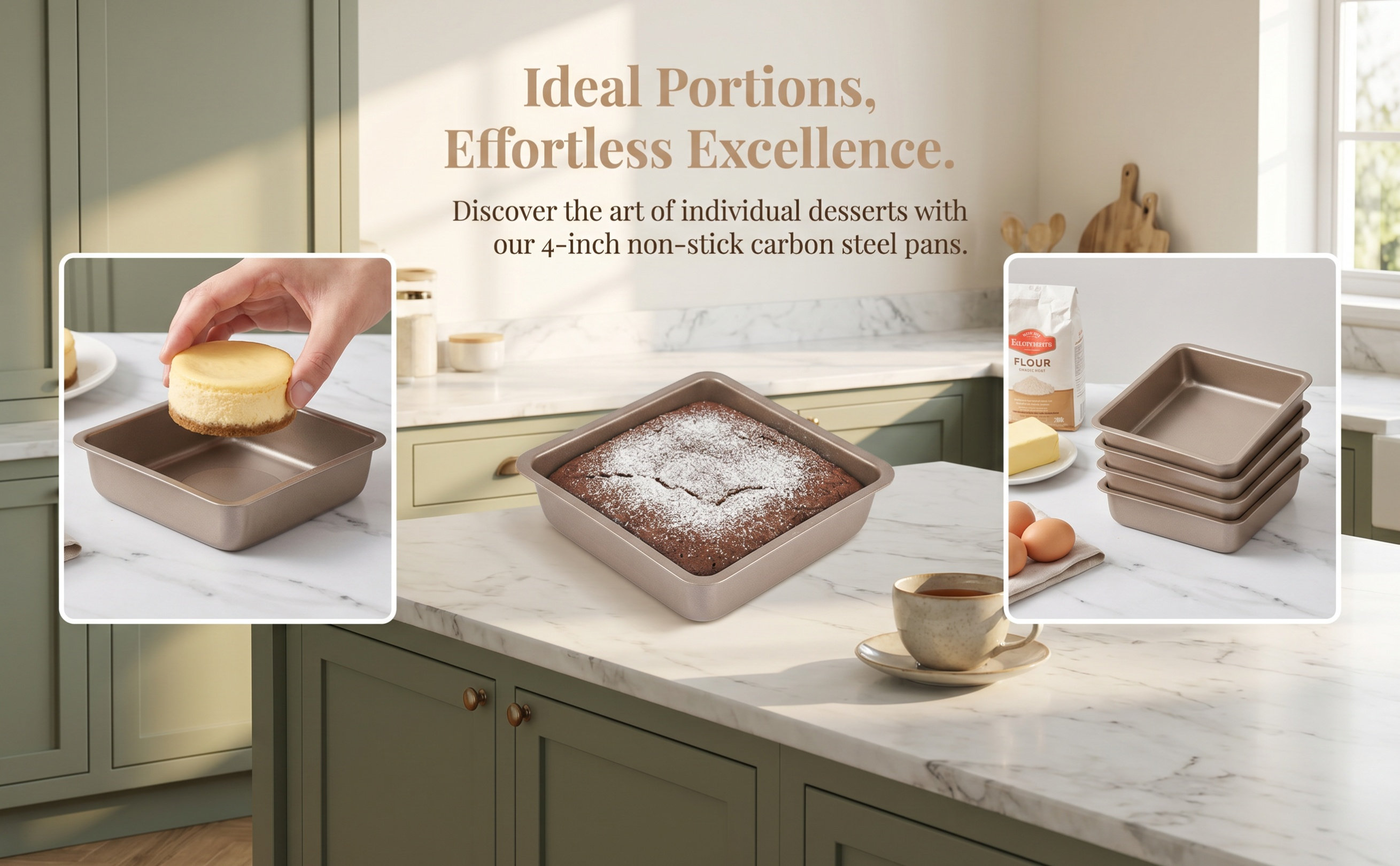 Air Fryer - 4개입 사각형 코팅 베이킹 팬, 인치