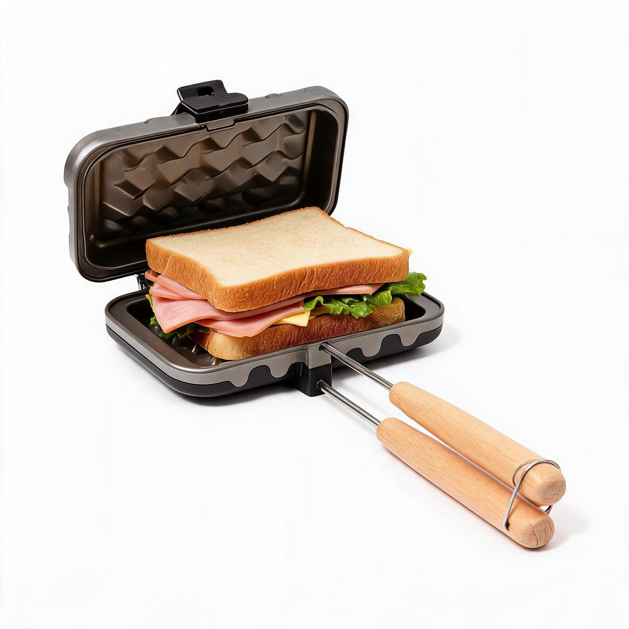 나무 손잡이가 있는 샌드위치 메이커, 휴대용 논스틱 샌 - Toaster 리뷰 및 가격