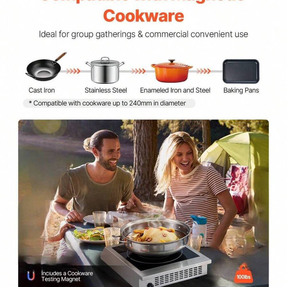휴대용 쿡탑, 1800W 상업용 버너, 9가지 온도 설 - Induction Cooktop Portable 리뷰 및 가격
