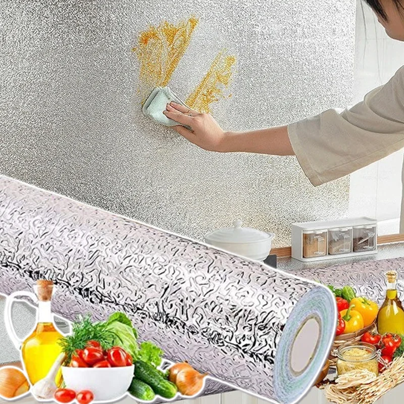알루미늄 호일 기름 방지 주방 벽 스티커 셀프 접착 방 - Kitchen Appliances Cabinet 리뷰 및 가격