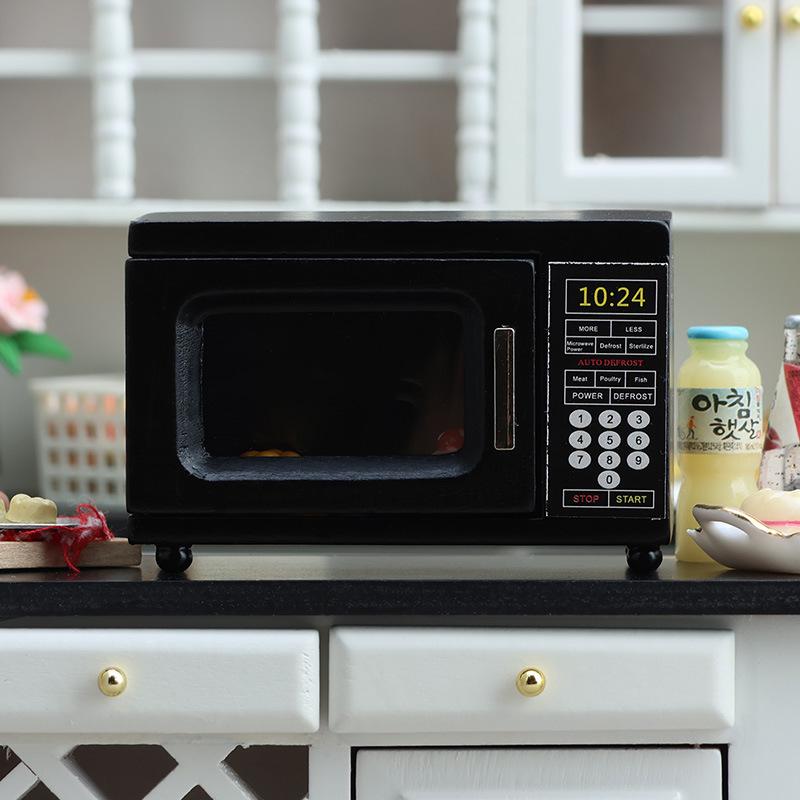 핫세일 1/12 인형의 집 액세서리 미니어처 블랙 전자 - Microwave Oven 리뷰 및 가격