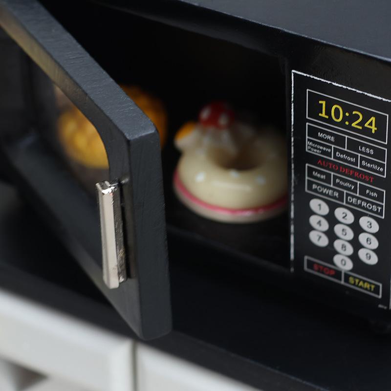 핫세일 1/12 인형의 집 액세서리 미니어처 블랙 전자 - Microwave Oven 리뷰 및 가격
